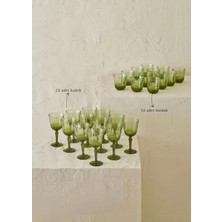 Bella Maison Desensiz Cam Bardak ve Kadeh Seti 24 Parça Yeşil Kahve Çay Servis Takımı