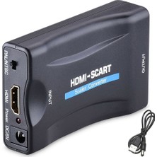 Maxgo 2164 HDMI To Scart Av Video Dönüştürücü Adaptör Tüplü Tv Siyah Renkli Taşınabilir