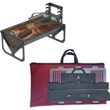 Kıvılcım Katlanır Mangal Ateş Çukuru 3mm. Fermuarlı Çanta Hediyeli Pratik Mangal 12 KG ağırlık 