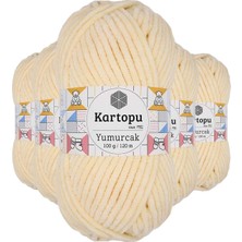 MiraLive 5 Adet Yumurcak Kadife El Örgü Ipi Koyu Krem K349