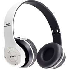 P47 Beyaz Renk Kulaküstü Wireless Kulaklık Stereo Müzik Dinleyebilme Özelliği ile