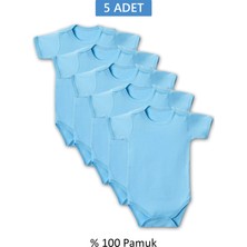 MiraLive Mavi Yarım Kol Body Zıbın 2-7 Yaş Çocuklar Için (5 Adet) Alttan Çıtçıtlı Özel Gereksini