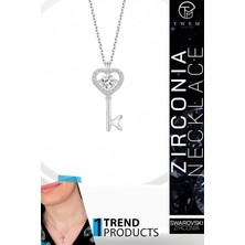 Swarovski Taşlı Gümüş Anahtar Bayan Kolye