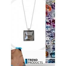 Swarovski Crystal Kadın Kare Gümüş Kolye