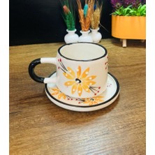 Kütahya  Tabaklı Kupa Seramik Papatya