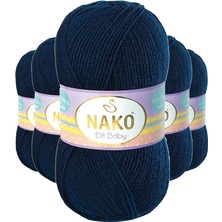 MiraLive 5 Adet Elite Baby El Örgü Ipi Tüylenmeyen Bebek Yünü Lacivert 10094