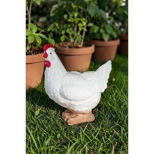 Libre Design Dekoratif 35 cm Tavuk Biblo Obje Ev Balkon Bahçe Dekorasyon Heykel