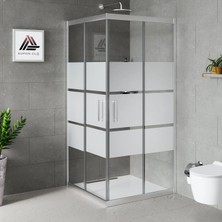 Kupon Duş ve Banyo Sistemleri Vesta D100 Kare Duşakabin Parlak Profil Kumlu Cam H: 190 cm