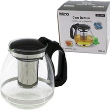 1500ML Cam Demlik Çelik Süzgeçli - Plastik Kulp - Kapak - Krom Çerçeve (4887)