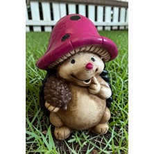 Libre Design Dekoratif 30 cm Fuşya Siyah Benekli Kirpi Ev Balkon Bahçe Dekorasyonu Süsü Bohem Biblo Heykel