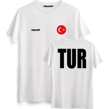 Hakuof Türkiye Erkek Tişört Forma Beyaz Grafik Desen Günlük Kullanım İçin Rahat Kesim