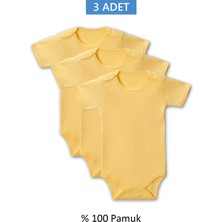 MiraLive Sarı Yarım Kol Body Zıbın 2-7 Yaş Çocuklar Için (3 Adet) Alttan Çıtçıtlı Özel Gereksin