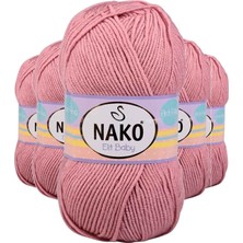 MiraLive 5 Adet Elite Baby El Örgü Ipi Tüylenmeyen Bebek Yünü Gül Kurusu 10325