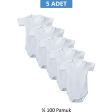 MiraLive Beyaz Yarım Kol Body Zıbın 7-12 Yaş Çocuklar Için (5 Adet) Alttan Çıtçıtlı Özel Gereksi