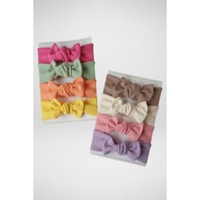 Minnie Kids Kız Bebek Renkli Ribana Bandana 8'li Set El Yapımı ve Doğal Kumaş