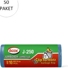 MiraLive J-250 Jumbo Boy Çöp Torbası 80 x 110 cm 10 Lu Rulo x 50 Paket = 500 Adet (Mavi)