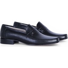 Tek Yıldız 02 Siyah Kösele  Deri Erkek Klasik Ayakkabı