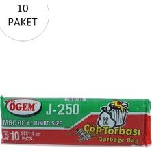 MiraLive J-250 Jumbo Boy Çöp Torbası 80 x 110 cm 10 Lu Rulo x 10 Paket = 100 Adet (Siyah)