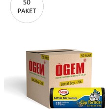 MiraLive Battal Boy Çöp Torbası 75 x 90 cm 10 Lu Rulo x 50 Paket = 500 Adet (Siyah)