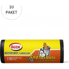 MiraLive Büyük Boy Çöp Torbası 65 x 80 cm 10 Lu Rulo x 10 Paket = 100 Adet (Siyah)