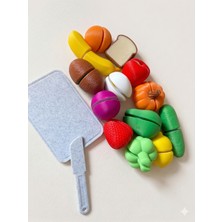 Mibe.co Kesilebilir Meyve Sebze Eğitici Cırtlı Oyuncak 28 Parça Mutfak Oyuncağı