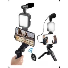 CAILON LED Işıklı Mikrofonlu Tripodlu Video Kayıt & Selfie Seti Bluetooth Kumandalı