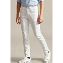 Konsept Erkek Çocuk Gabardin Pantolon Düğmeli Fermuarlı 10-13 Yaş, Beyaz