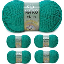 MiraLive 5 Adet Vizon Premium Akrilik El Örgü Ipi Yünü Renk NO:181 Ördek Başı Yeşil