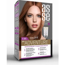 Asse Adventure Set Saç Boyası, Kalıcı ve Canlı Renkler 1+1 İki Kullanım Seti (No:7.35 Kakao Kahve)