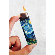 Huggy Craft Van Gogh Yıldızlı Gece Sanatsal Klasik Çakmak, Tekrar Doldurulabilir