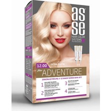 Asse Adventure Set Saç Boyası, Kalıcı ve Canlı Renkler 1+1 İki Kullanım Seti (No:12.00 Extra Platin)