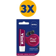 Nivea 24 Saat Nemlendirme Sağlayan Böğürtlen Dudak Bakım Kremi x3 Adet Doğal Yağlar ile Zenginleştirilmiş