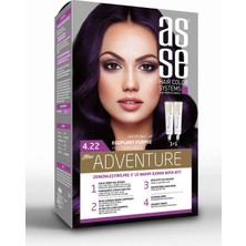 Asse Adventure Set Saç Boyası, Kalıcı ve Canlı Renkler 1+1 İki Kullanım Seti (No:4.22 Patlıcan Moru)