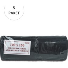 MiraLive Hantal Boy Çöp Torbası 100 x 150 cm 10 Lu Rulo x 5 Paket = 50 Adet (Siyah)