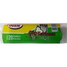 MiraLive Orta Boy Çöp Torbası 55 x 60 cm 20 Li Rulo x 1 Paket = 20 Adet (Mavi)