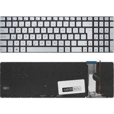 Notespare Asus Uyumlu Rog GL552VW-CN174D, GL552VW-CN214T, GL552VW-CN227T Klavye Tr Işıklı Gümüş Gri