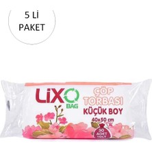 MiraLive Küçük Boy Çöp Torbası 40 x 50 cm 30 Lu Rulo x 5 Paket = 150 Adet (Şeffaf)