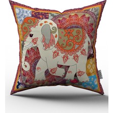 Cango Home Renkli Fil Tasarım Yastık Kırlent Kılıfı 43 x 43 cm Yumuşak Tuşeli Kumaş