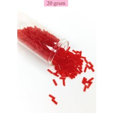 MiraLive Uzun Boru Kesme Boncuk Çap 2mm Uzunluk 10 mm - 20 Gram - Kırmızı - BNC245