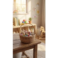 Hakici Çok Amaçlı Dekoratif Kulplu Mini Hasır Sepet