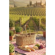 Özel Üretim Doğal Çok Amaçlı Hasır Kulplu Piknik Sepeti