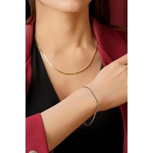 Fiyonk Kuyumculuk 14 Ayar Altın italyan Balıksırtı Set (Kolye,bileklik)