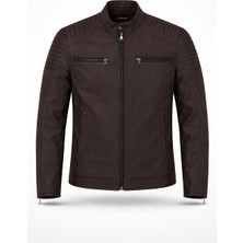 Mero Life Erkek Kahverengi Su ve Rüzgar Geçirmez Slim Fit Astarlı Mevsimlik Mont