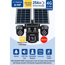 Erdo Ticaret Balandı PRO-8420GIP 8mp 4 Kameralı 4g Aov Esım  Solar Kamera, Hıeasy Yazılım