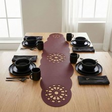 Grand Fine Art 4+1 Adet Deri Amerikan Servis+Runner Set (4 Amerikan Servis -1 Runner )