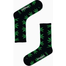 Carnaval Socks Siyah Mari Yaprak Desenli Spor Çorap