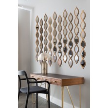 Ahwall Su Damlası Dekoratif Ayna 50 x 70 cm Ahşap Desenli Çerçeve Renkli Modern Tasarım