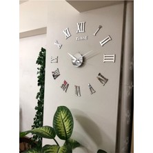 Büyük Otantik Metal Göbek 3D Romen Rakamlı Duvar Saati Sessiz Mekanizma Dekoratif Tasarım