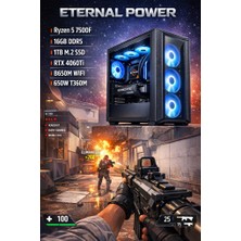 Eternal Power Phantom Rush Ryzen 5 7500F Rtx 4060 Ti 16GB Ddr5 1tb M.2 B650M Wıfı 650W 360MM Gaming Pc