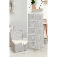 Meleni Home 6'lı Set Kapaklı Çok Amaçlı Hurç Saklama Kutusu Organizer Maxi 50 x 40 x 30 cm Gri
